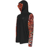 avant gauche - Sweat capuche manche longue et pouce UPF50+ noir gorgone rouge