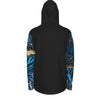 dos - Sweat capuche manche longue et pouce UPF50+ noir bénitier bleu