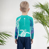 dos palmier - Lycra Manche Longue UPF50 Enfant 2-7 Turquoise - Couleurs Lagon