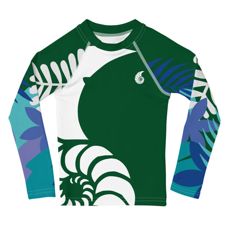 avant à plat - Lycra Manche Longue UPF50 Enfant 2-7 Foret Verte - Couleurs Lagon