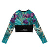 dos a plat - Lycra MITI Crop Top Femme Caraco Recyclé UV50 Orchidée Turquoise - Couleurs Lagon