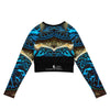 dos a plat - Lycra MITI Crop Top Femme Caraco Recyclé UV50 Benitier Bleu 2 - Couleurs Lagon