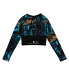 dos a plat - Lycra MITI Crop Top Femme Caraco Recyclé UV50 Nautile Benitier Bleu - Couleurs Lagon