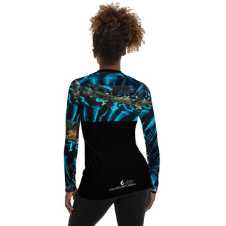 dos - Lycra Rashguard Noir Femme MITI BENITIER BLEU Caraco - Couleurs Lagon