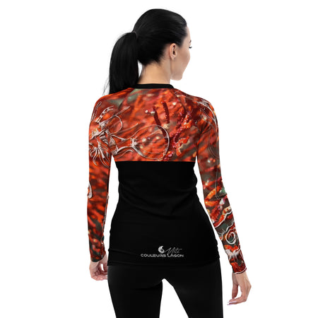 dos - Lycra Rashguard Noir Femme MITI GORGONE ROUGE Caraco - Couleurs Lagon