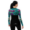 dos - Lycra Rashguard Noir Femme MITI TURQUOISE ORCHIDEES Caraco - Couleurs Lagon