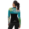 dos - Lycra Rashguard Noir Femme MITI TURQUOISE HIBISCUS Caraco - Couleurs Lagon