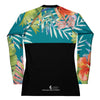 dos a plat - Lycra Rashguard Noir Femme MITI TURQUOISE HIBISCUS Caraco - Couleurs Lagon