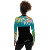 dos - Lycra Rashguard Noir Femme MITI TURQUOISE HIBISCUS Caraco - Couleurs Lagon