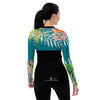 dos - Lycra Rashguard Noir Femme MITI TURQUOISE HIBISCUS Caraco - Couleurs Lagon