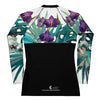 dos à plat - Lycra Rashguard Noir Femme MITI ORCHIDEES Caraco - Couleurs Lagon