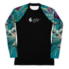 avant a plat - Lycra Rashguard Noir Femme MITI TURQUOISE ORCHIDEES Caraco - Couleurs Lagon