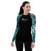 avant - Lycra Rashguard Noir Femme MITI TURQUOISE ORCHIDEES Caraco - Couleurs Lagon