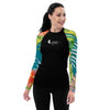 avant - Lycra Rashguard Noir Femme MITI TURQUOISE HIBISCUS Caraco - Couleurs Lagon