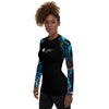 gauche - Lycra Rashguard Noir Femme MITI BENITIER BLEU Caraco - Couleurs Lagon