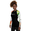 gauche - Lycra Rashguard Noir Femme MITI HIBISCUS Caraco - Couleurs Lagon