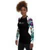 gauche - Lycra Rashguard Noir Femme MITI ORCHIDEES Caraco - Couleurs Lagon