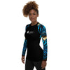 gauche - Lycra Rashguard Noir Femme MITI BENITIER BLEU 2 Caraco - Couleurs Lagon