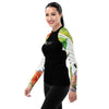 gauche - Lycra Rashguard Noir Femme MITI HIBISCUS Caraco - Couleurs Lagon