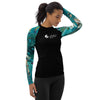 droite - Lycra Rashguard Noir Femme MITI TURQUOISE ORCHIDEES Caraco - Couleurs Lagon