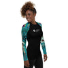 droite - Lycra Rashguard Noir Femme MITI TURQUOISE ORCHIDEES Caraco - Couleurs Lagon