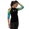 droite - Lycra Rashguard Noir Femme MITI TURQUOISE HIBISCUS Caraco - Couleurs Lagon