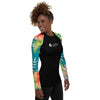 droite - Lycra Rashguard Noir Femme MITI TURQUOISE HIBISCUS Caraco - Couleurs Lagon