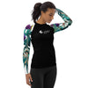 droite - Lycra Rashguard Noir Femme MITI ORCHIDEES Caraco - Couleurs Lagon