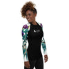 droite - Lycra Rashguard Noir Femme MITI ORCHIDEES Caraco - Couleurs Lagon