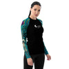 droite - Lycra Rashguard Noir Femme MITI TURQUOISE ORCHIDEES Caraco - Couleurs Lagon