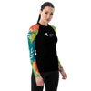 droite - Lycra Rashguard Noir Femme MITI TURQUOISE HIBISCUS Caraco - Couleurs Lagon