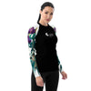 droite - Lycra Rashguard Noir Femme MITI ORCHIDEES Caraco - Couleurs Lagon