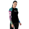 av d2 - Lycra Rashguard Noir Femme MITI MEDUSES Caraco - Couleurs Lagon